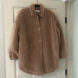 Treasure & Bond Wubby Teddy Bear Brown Shacket